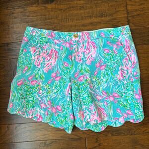Lilly Pulitzer Darci Knit Short in Amalfi Blue Best Fishes Sz 14 Preppy Resort